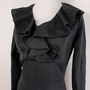 Vintage 70s Mr Bob of California Womens Black Flounced Maxi Dress Stevie Knicks